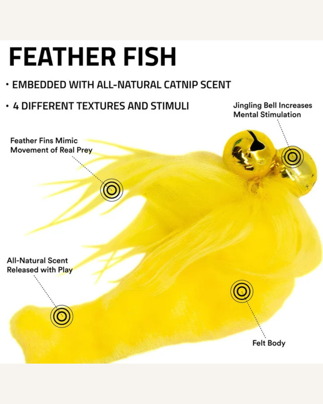 Playology Pouncing Feather Fish 3-pack | Kattenspeelgoed