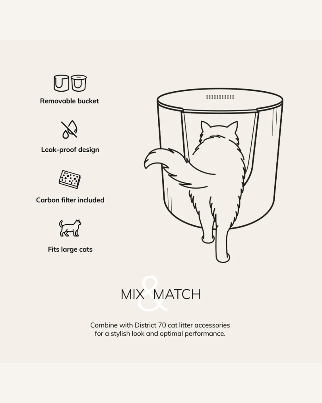 District 70 FUSE Design Faux Leather Kattenbak | Stijlvolle Gesloten Kattenbak
